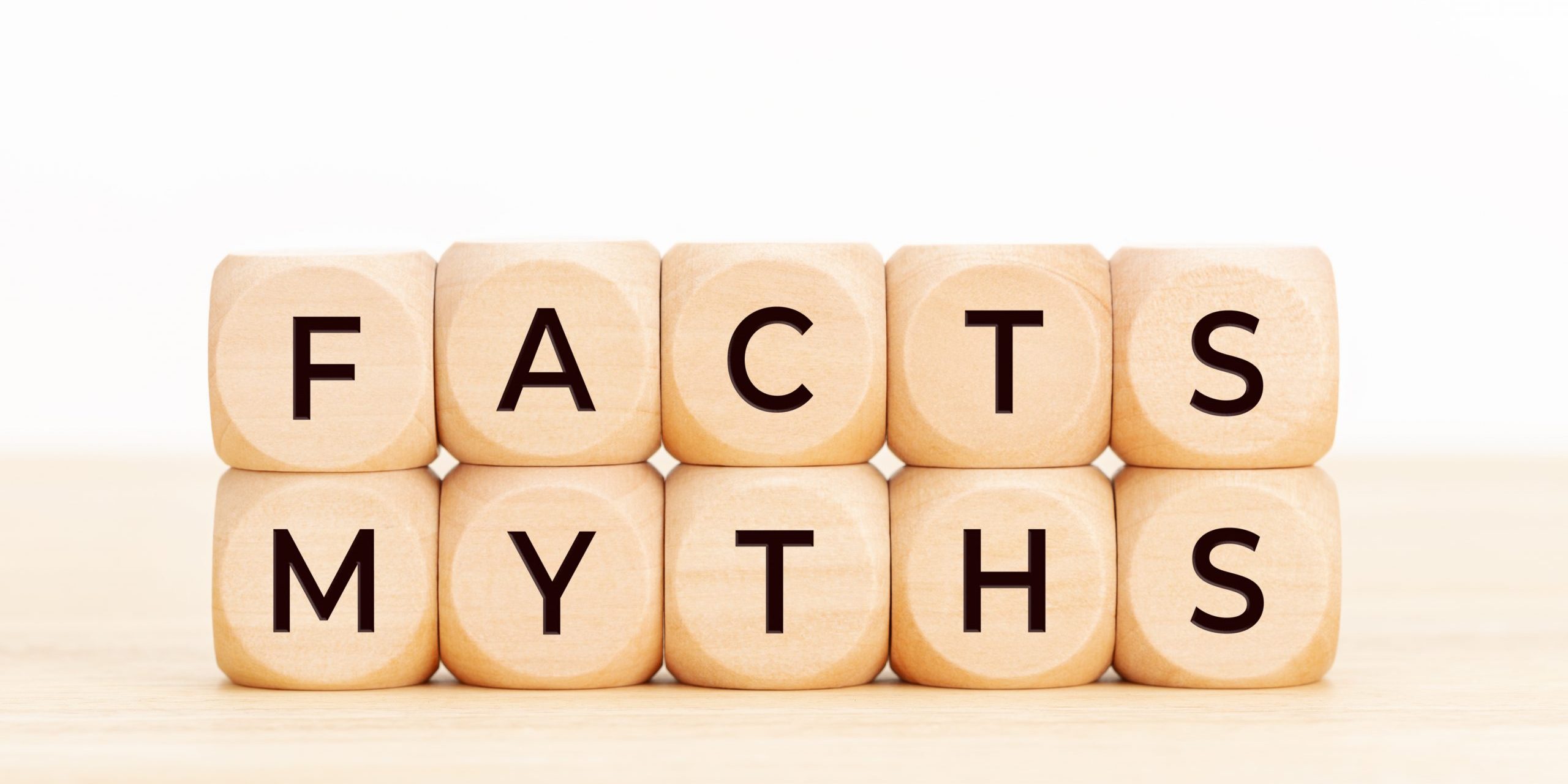 Facts Myths concept. Wooden blocks with text on table