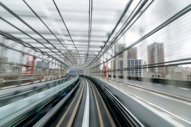 Tunnel in tokyo blurred as idea of speed