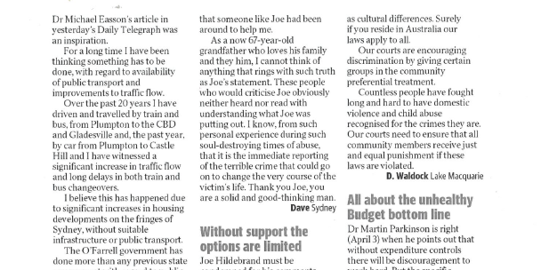 A letter to the editor commenting on my article which was eventually published in The Daily Telegraph. I still have no idea who is Barry Patman.