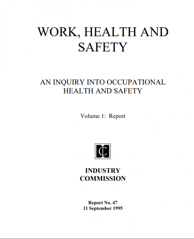 Front cover of OHS Report. Front cover of OHS Report.