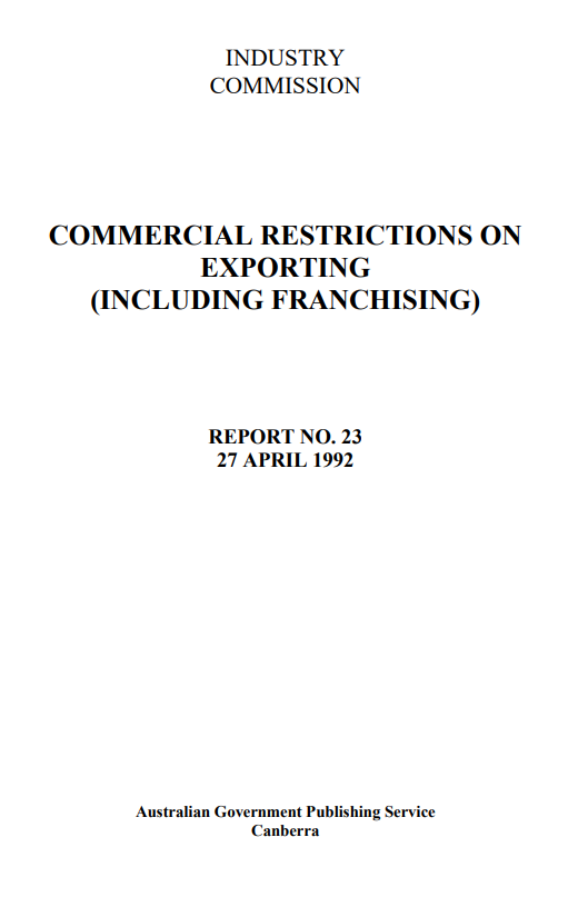 Front cover of the Commercial Restrictions on Exporting report.