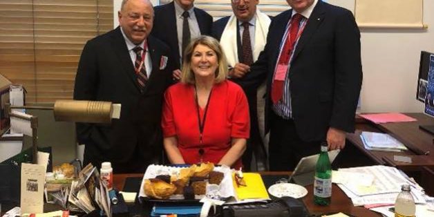 In Michael Danby’s parliament house office in Canberra after his valedictory speech on 2 April 2019. From left to right, Zeke Solomon, Shane Easson, Mary Easson (sitting), Michael Danby, and Michael Easson.