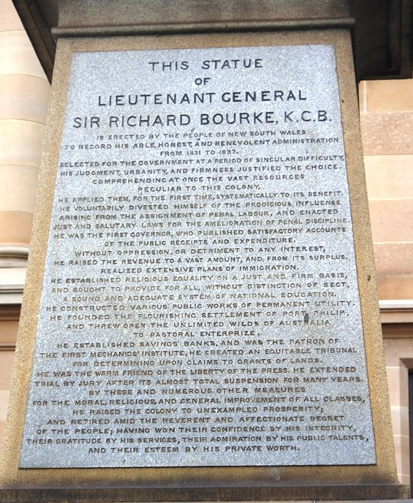 The Bourke statue’s inscription; photo not published with the article.