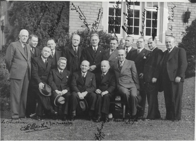 The McKell  ministry with  signatures on the photograph of certain ministers.   Photo not included with the article. The McKell ministry with signatures on the photograph of certain ministers. Photo not included with the article.