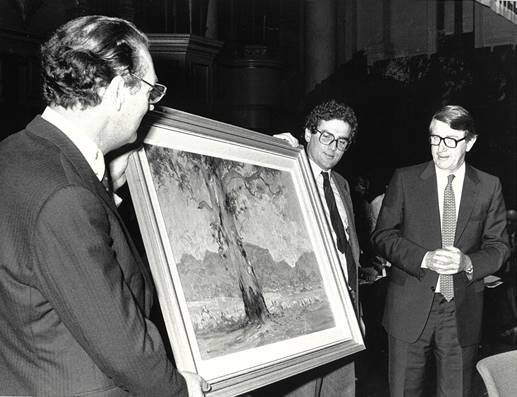 A painting presented to Neville Wran by Labor Council Secretary John MacBean, and Assistant Labor Council Secretary Michael Easson in 1986 to commemorate his ten years as premier of NSW. From Michael Easson’s photo collection. This photo was not published in the book.