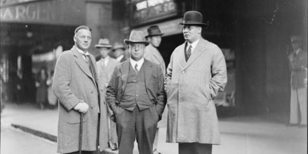 John A. McCallum (left), Mr John (“Jack”) C. Lamont (then president of the Queensland branch of the Australian Workers Union) and Mr James H. Catts, former MP and member of the party’s State executive standing on the street at the anti-Lang NSW Majority Australian Labor Party conference, Sydney, 28 June 1933 collection. From National Library of Australia’s Fairfax archive of glass plate negatives, PIC/15611/1980 LOC Cold store PIC/15611. This photo was not published with the review or in the book.