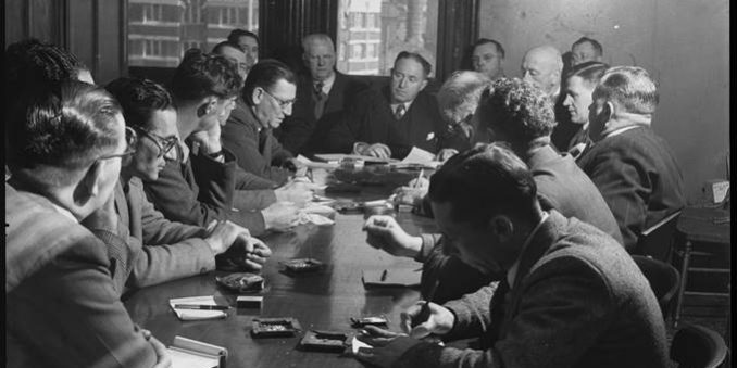 Labor Council of NSW meeting in the Trades Hall, Jim Kenny at the head of the table, behind him on the left, Labor Council then secretary Bob King, photographed by Harry Freeman on 3 August 1950, Mitchell Library, State Library of New South Wales, ON 388/Box 004/Item 080.  Not included with the original ADB article. Labor Council of NSW meeting in the Trades Hall, Jim Kenny at the head of the table, behind him on the left, Labor Council then secretary Bob King, photographed by Harry Freeman on 3 August 1950, Mitchell Library, State Library of New South Wales, ON 388/Box 004/Item 080. Not included with the original ADB article.