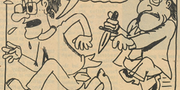 Bob Carr’s cartoon in the first, October 1977 issue of Labor Leader accompanied the article on Rodney Cavalier’s university thesis on the Left. Bob Carr’s cartoon in the first, October 1977 issue of Labor Leader accompanied the article on Rodney Cavalier’s university thesis on the Left.