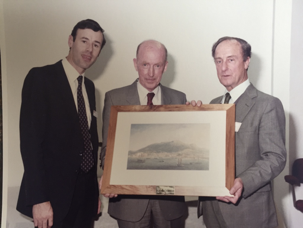 On the retirement of Ted Heagney (1920-1996), the first national director of TUTA: Sean Kelly, TUTA Tasmania trainer, Ted Heagney, and Sir George Cartland (1912-2008), Tasmanian TUTA Council Chairman, from the Remembering TUTA website.