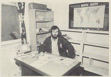 Photo of the then National Outlook editor Warwick Grundy, published in The Bulletin, 8 June 1982, p. 42.