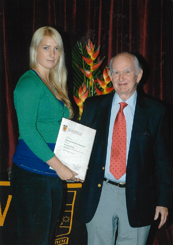 Presenting the Owen Harries Prize to Emmi Mija Nevalainen, 19 April 2007.