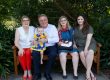 Mary, Isabella Burke, Michael, Louise Burke (née Easson), and Amanda Howard (née Easson), 14 February 2020 in the Botantical Gardens, on the park bench named in honour of Afif Gabriel Geha and Margaret June “Betty” Mariani, formerly Easson.