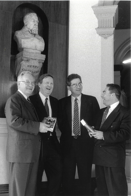 Another photo of former Secretaries of the Labor Council of NSW. Counterclockwise from front: Peter Sams, Michael Easson, Barrie Unsworth, and John Ducker, and, circa 1994. Michael Easson photo collection.