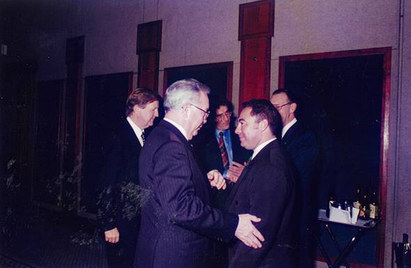 Five Secretaries of the Labor Council of NSW, Barrie Unsworth, John Ducker, Michael Easson, Peter Sams, John MacBean (partly obscured), circa 1988.