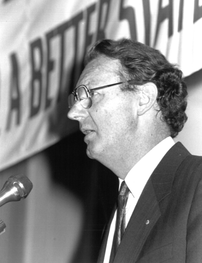 John MacBean, Labor Council Secretary, 1984-89, who chose me as his deputy. Photo taken from the 1988 Labor Council of NSW Annual General meeting at the Masonic Centre, Sydney. Photo: from Michael Easson papers, Noel Butlin Archives, Menzies Library, Australian National University.