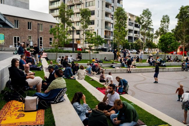 The public square at the Flour Mill, Summer Hill, in Sydney’s inner west. Photo credit Jacqu